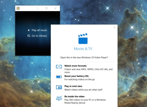 Windows 10播放視頻被微軟推薦使用UWP應用
