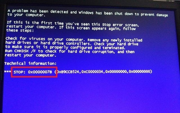 電腦開機藍屏提示stop 0x0000007b的解決方法